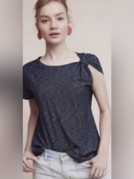 Anthropologie Tops - Anthropologie Deletta Margot gathered top in a blue striped design. XS